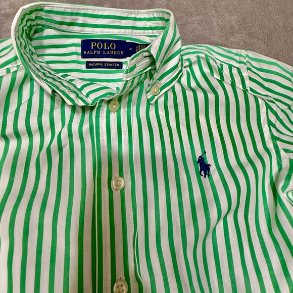 Polo by Ralph Lauren Kids Green and White Striped Shirt - Picture 4 of 4